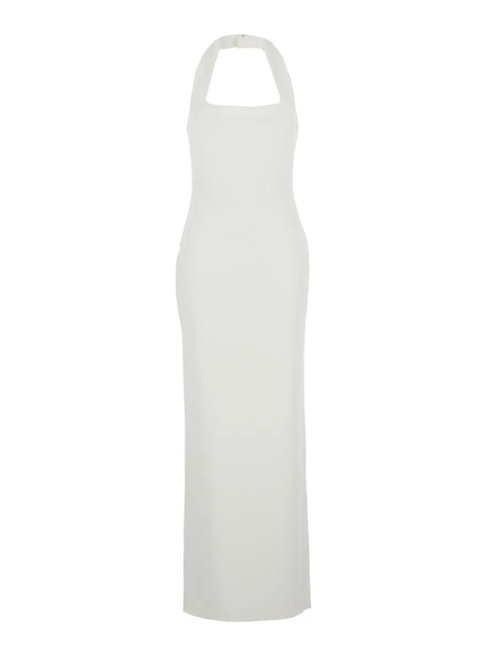 Rochii 'Ilona' White Long Dress with Square Neckline in Twill Woman