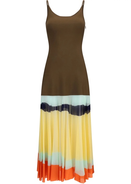 Rochii Long Dress with color-striped skirt