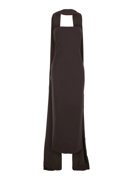 Rochii MARTINE MIDAXI DRESS - Brown - Off shoulder long dress with V-neck - In fabric - Women