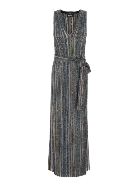 Rochii multicolor Long dress with V-neck and all-over applied sequins in viscose for women