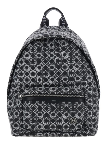 Rucsac 'MA Quad' Black Backpack with all-over logo print and adjustable straps in Tech Fabric for men