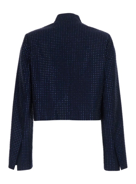 Sacou Blue Blazer with Two-Button Closure and All-Over Beads in Fabric for Women