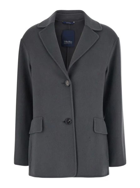 Sacou 'Elfi' Grey Single-breasted Jacket with Notched Revers in Wool for Women