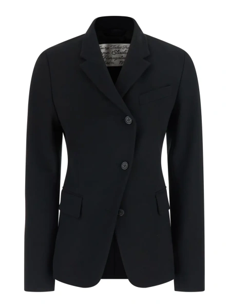 Sacou Jacket with Black Leather Details