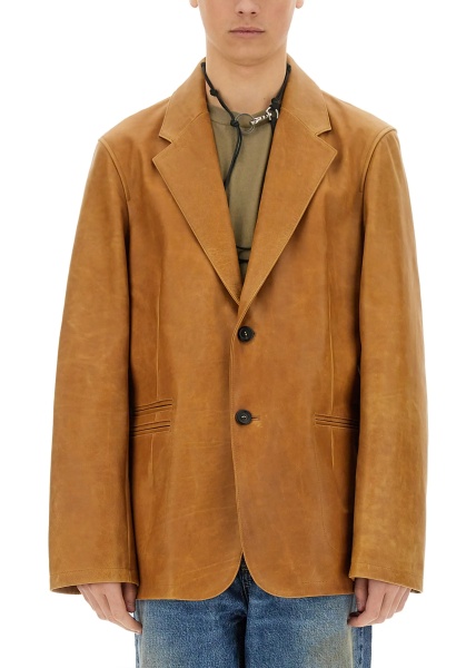 Sacou Leather Opening Blazer