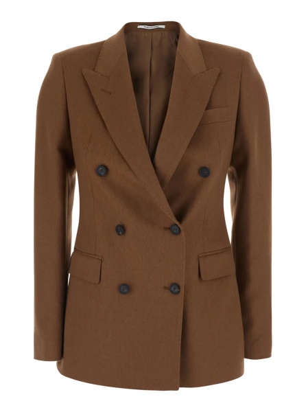 Sacou 'Parigi' Brown Double-breasted Jacket with peak revers in velvet for women