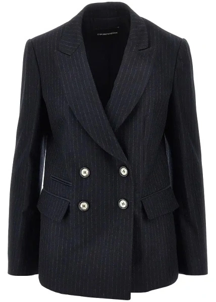 Sacou Pinstriped wool-blend double-breasted jacket