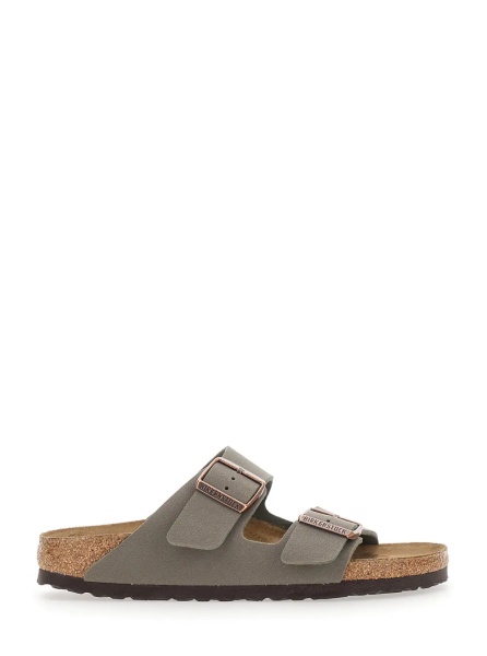 Sandale 'Arizona' Gray Sandals with buckle straps and logo lettering on the side in leather for women