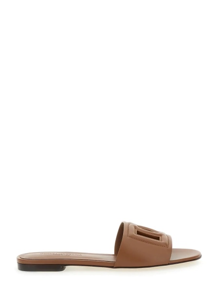 Sandale Brown Leather Cut Out Logo Slide Sandal 'CQ0436' for Women