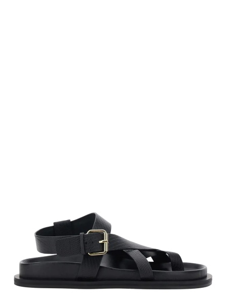 Sandale 'Elbert' Black Sandals with Criss-Crossed Straps and Buckle Closure in Leather Woman