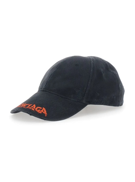 Sapca Black Baseball Cap with logo lettering on the front in Cotton Men