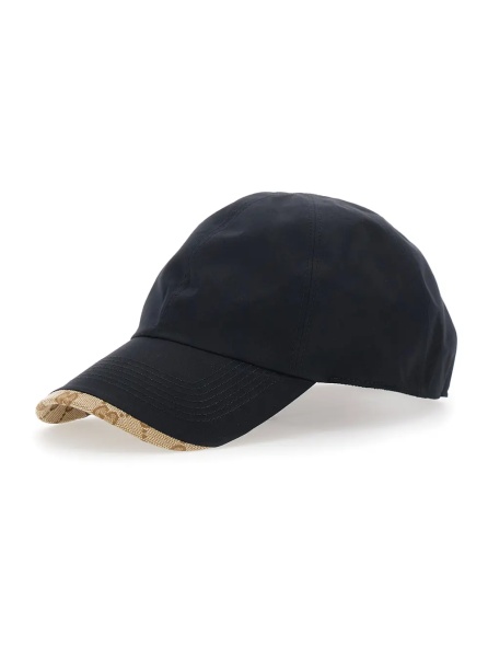 Sapca Black Baseball Hat with GG Motif Detail on the Edge in Cotton for Men