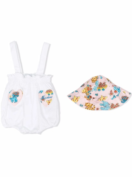 Set Moschino alb din polyester si bumbac