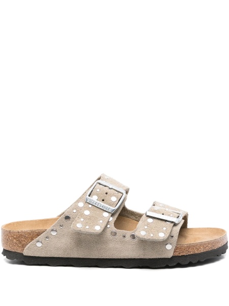 Slapi Birkenstock arizona gri din piele