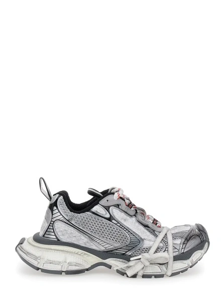 Sneakers '3XL' Grey Low Top Sneakers with Logo Detail in Tech Fabric Woman