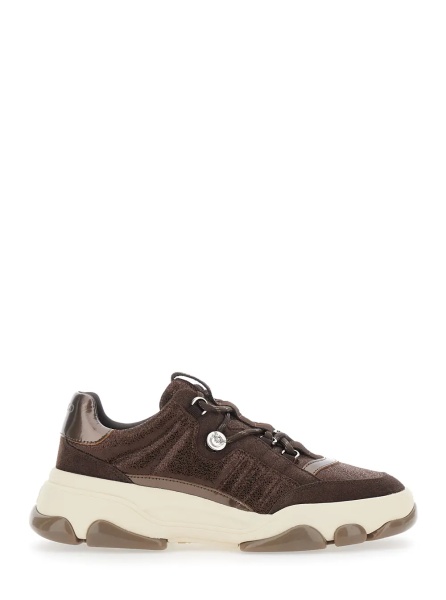 Sneakers 'ATHENA' brown Sneakers with laminated details in leather for women
