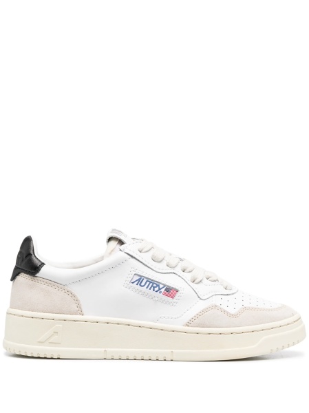Sneakers AUTRY albi din material textil si piele