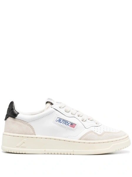 Sneakers AUTRY albi din material textil si piele