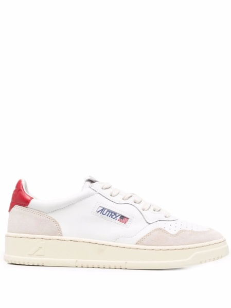 Sneakers AUTRY albi din piele si material textil