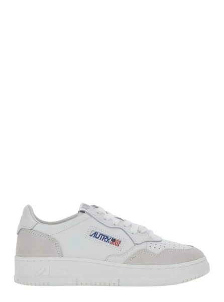 Sneakers AUTRY albi din piele si piele intoarsa 'Medalist'