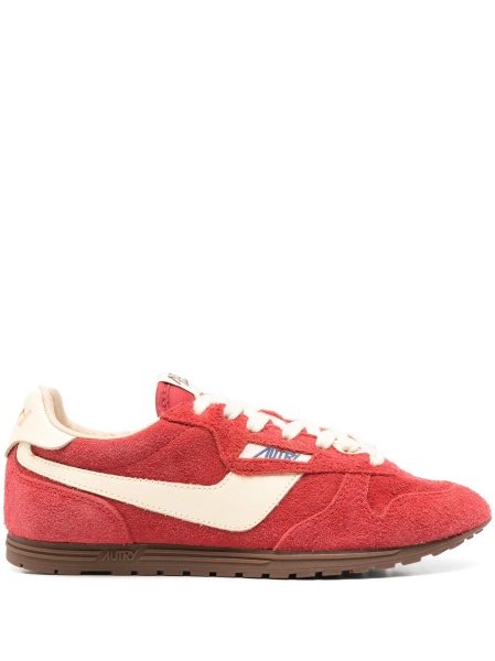 Sneakers AUTRY rosii din material textil si piele intoarsa
