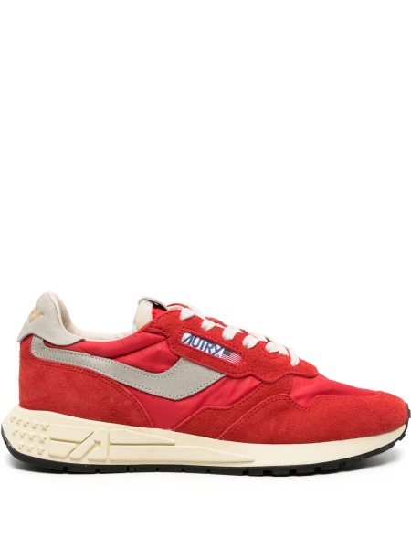Sneakers AUTRY rosii din piele si material textil