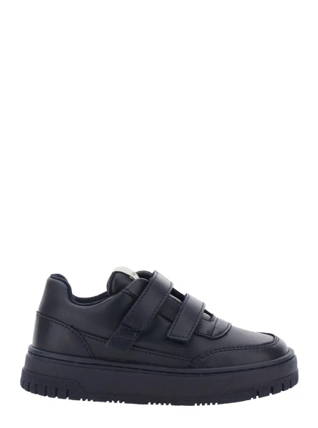 Sneakers Blue Low Top Sneakers with Logo Patch on the Tongue in Leather Boy