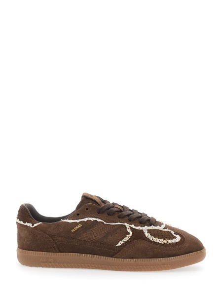Sneakers Brown Low Top Sneakers with Embroidered Details and Logo Patch on the Tongue in Suede for Women