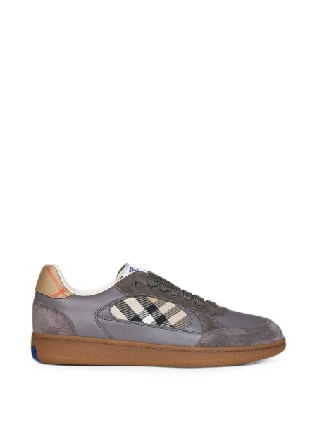 Sneakers Burberry gri din poliamida si piele intoarsa
