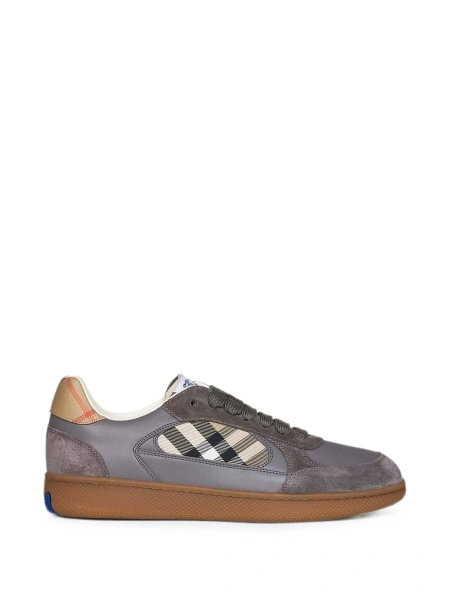 Sneakers Burberry gri din poliamida si piele intoarsa