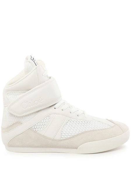 Sneakers Chloe albi din piele intoarsa si polyester