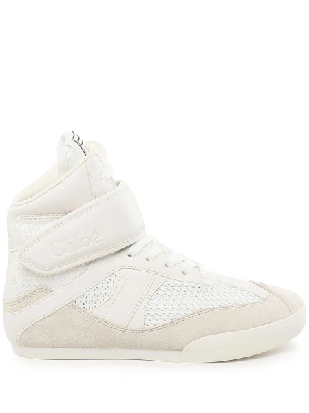 Sneakers Chloe albi din piele intoarsa si polyester