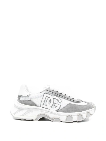 Sneakers Dolce & Gabbana albi din polyester si piele