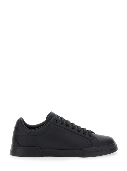 Sneakers Dolce & Gabbana 'Portofino' negri din piele 'Portofino Light'