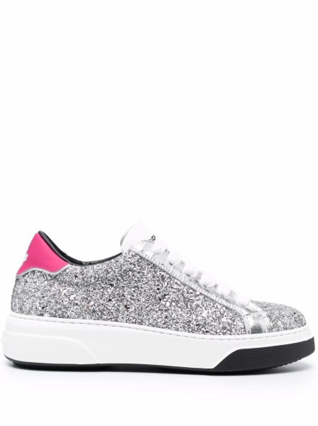 Sneakers DSQUARED2 argintii din polyester si piele