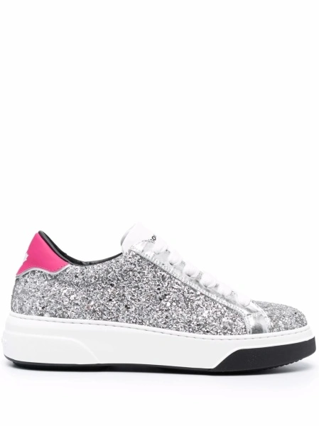 Sneakers DSQUARED2 argintii din polyester si piele