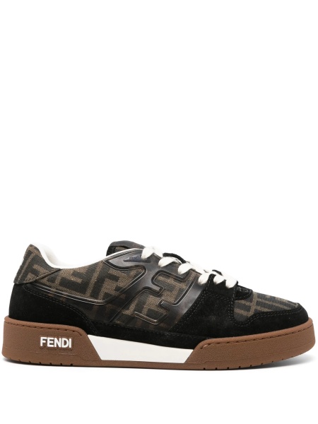 Sneakers Fendi negri din piele si material textil