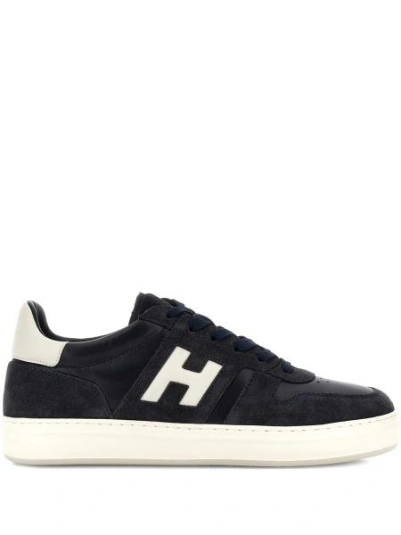 Sneakers Hogan albastri din piele intoarsa si piele