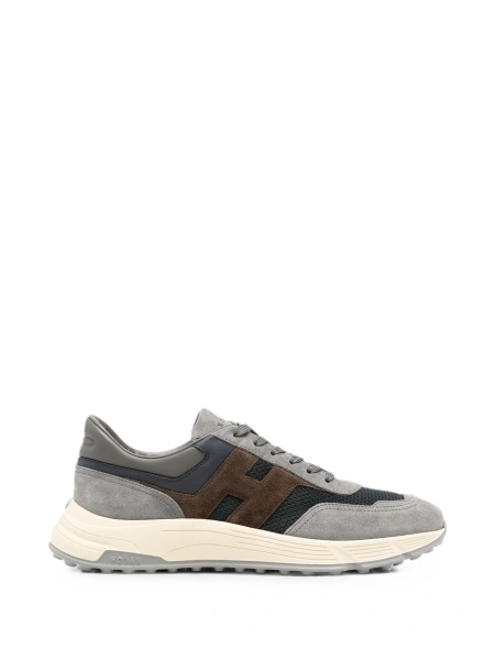 Sneakers Hogan gri din piele si piele intoarsa