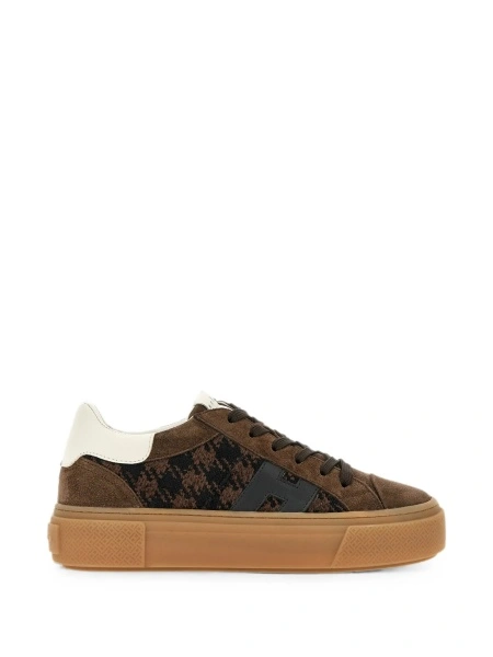 Sneakers Hogan maro din bumbac si piele intoarsa