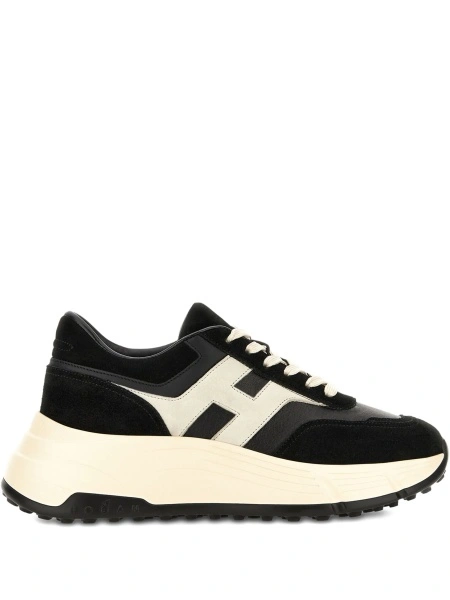 Sneakers Hogan negri din piele si piele intoarsa