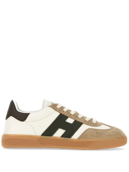 Sneakers Hogan neutri din piele intoarsa si piele