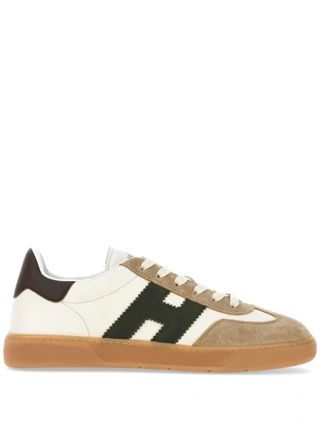 Sneakers Hogan neutri din piele intoarsa si piele