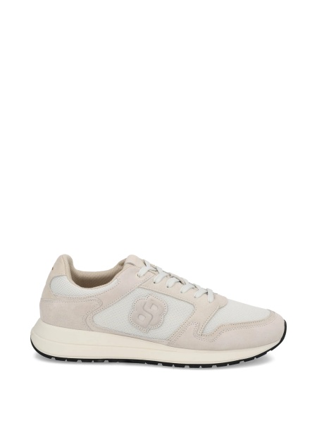 Sneakers Hugo Boss neutri din material textil si piele intoarsa