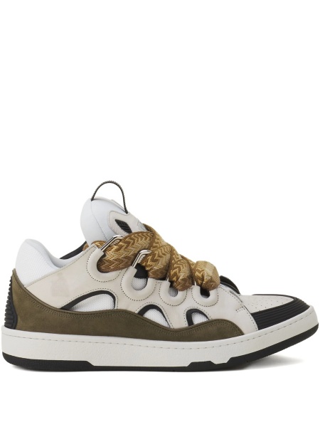 Sneakers Lanvin albi din polyester si bos taurus