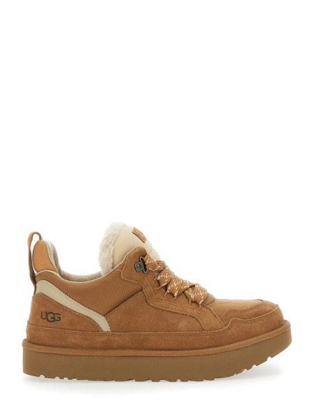 Sneakers Low Top Sneakers with Logo Patch on the Suede Tongue and Brown Fabric for Men