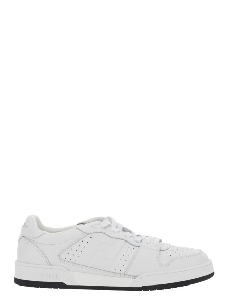 Sneakers 'Match' white Sneaker with Patch Logo on the Tongue and lateral FF logo in suede for Men
