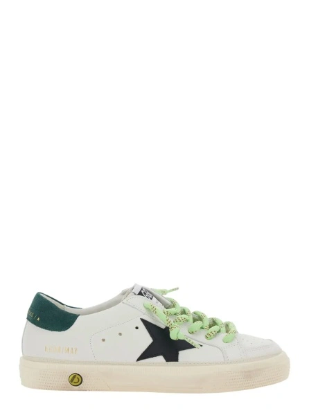 Sneakers 'May' White Low Top Sneaker with Star Patch on the Side and Logo Patch on the Tongue in Leather Boy