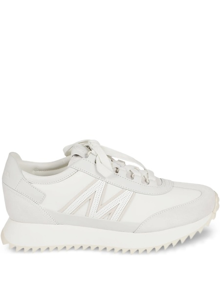 Sneakers Moncler albi din piele intoarsa si material textil