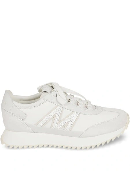 Sneakers Moncler albi din piele intoarsa si material textil